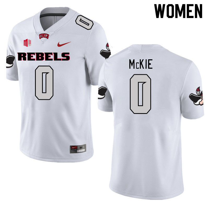 Women #0 Senika McKie UNLV Rebels 2023 College Football Jerseys Stitched-White - Click Image to Close